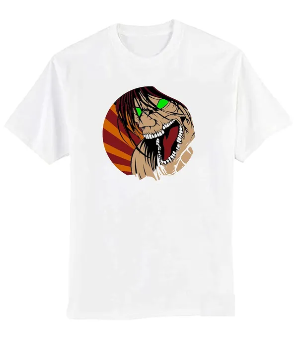 White_Pure_Cotton_Regular_Fit_Anime_Eren_Printed_T-Shirt_For_Men_&_Women