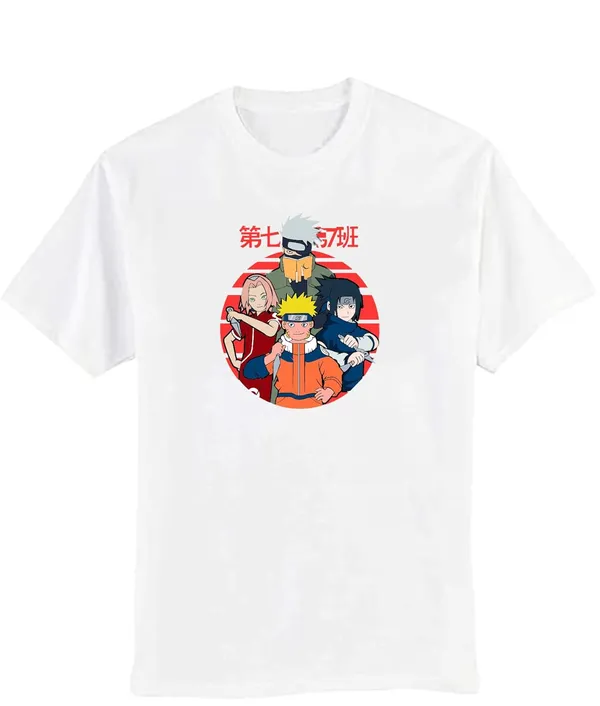 White_Pure_Cotton_Regular_Fit_Anime_Narto_Team_7_Printed_T-Shirt_For_Men_&_Women