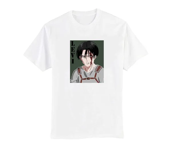 White_Pure_Cotton_Regular_Fit_Anime_Levi_Printed_T-Shirt_For_Men_&_Women