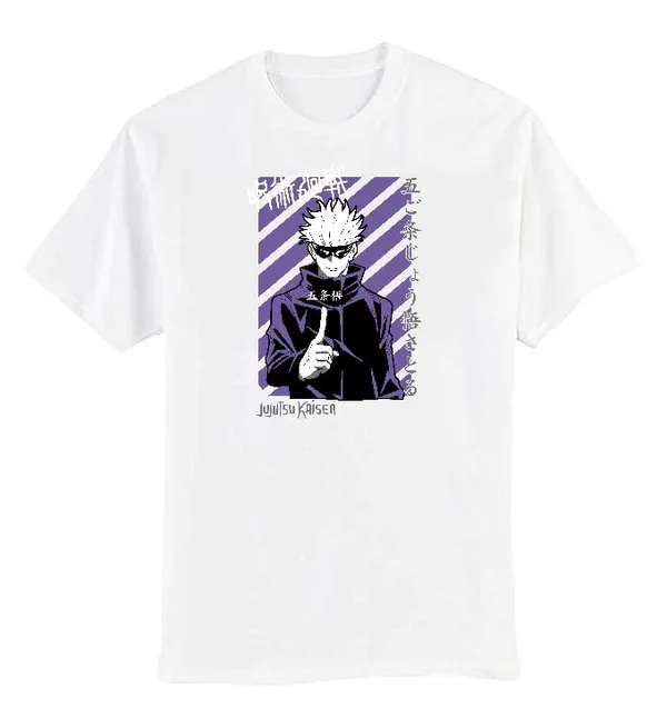 White_Pure_Cotton_Regular_Fit_Anime_Jujutsu_Gjo_Printed_T-Shirt_For_Men_&_Women