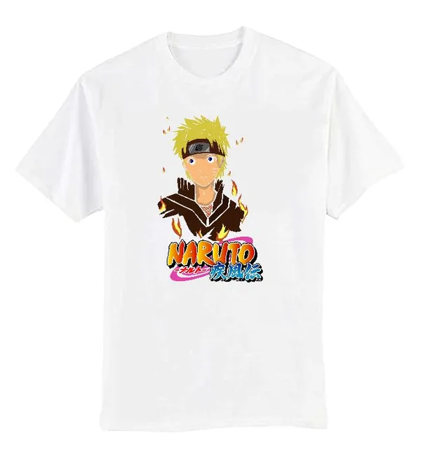 White_Pure_Cotton_Anime_Narutto_Printed_T-Shirt_For_Men_&_Women