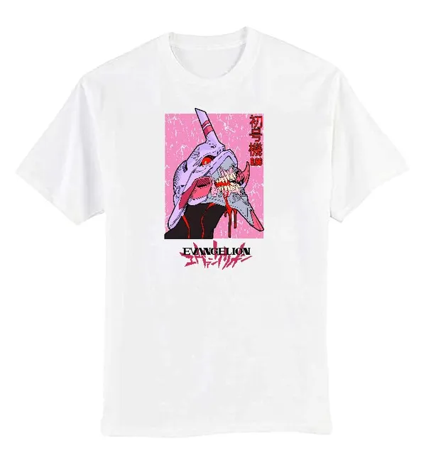 White_Pure_Cotton_Regular_Fit_Anime_Neon_Genes_Evnglion_Printed_T-Shirt_For_Men_&_Women