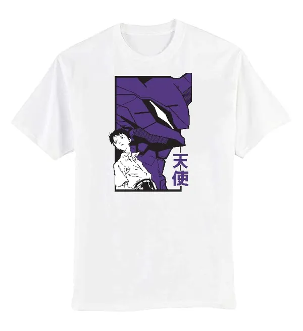 White_Pure_Cotton_Regular_Fit_Anime_Shinji_Eva_Printed_T-Shirt_For_Men_&_Women