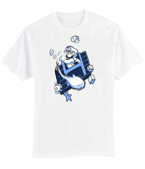 White_Pure_Cotton_Regular_Fit_Anime_Mario_Printed_T-Shirt_For_Men_&_Women