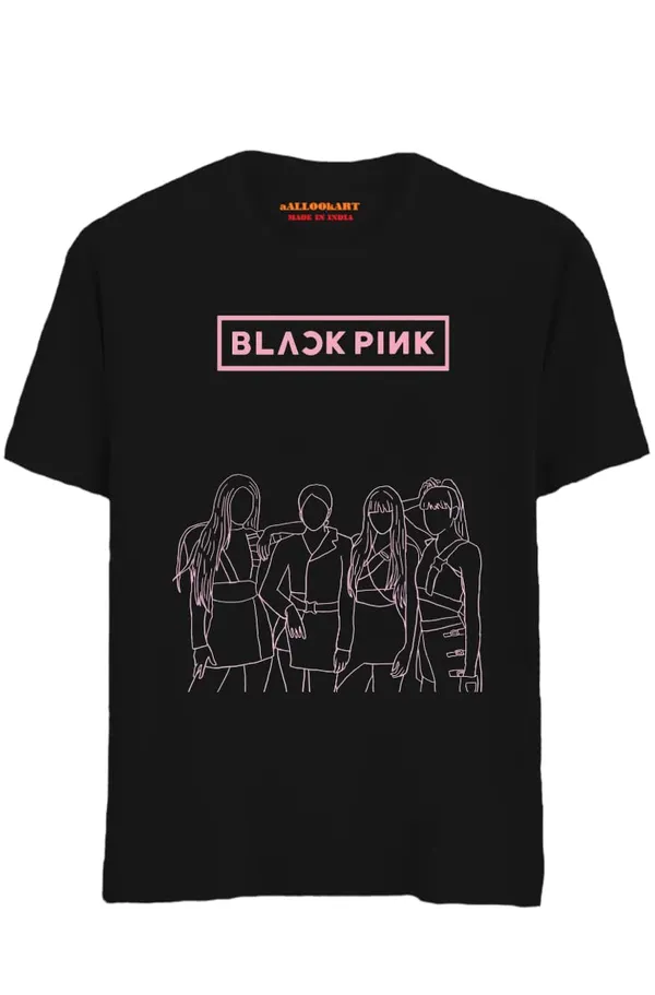 Black_Pure_Cotton_Anime_Pink_Printed_T-Shirt_For_Men_&_Women