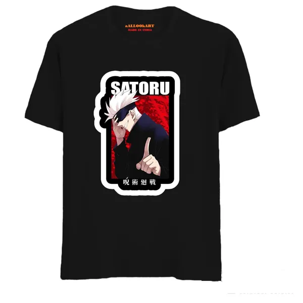 Black_Pure_Cotton_Anime_Storu_Gojo_Printed_T-Shirt_For_Men_&_Women