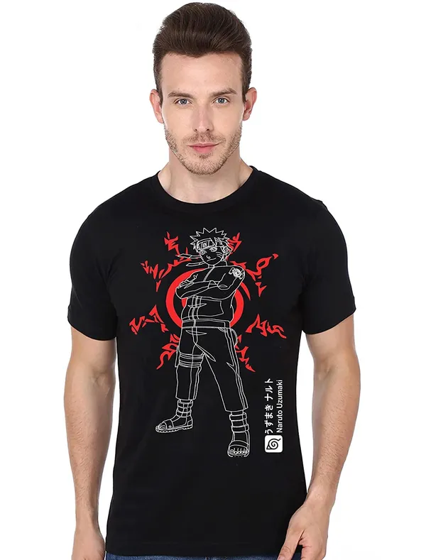 Black_Anime_Half_Sleeve_Round_Neck_T-Shirt_For_Unisex