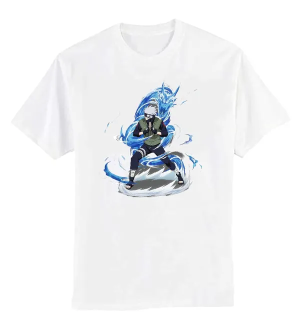 White_Regular_Fit_Pure_Cotton_Anime_Kakshi_Printed_T-Shirt_For_Men_&_Women