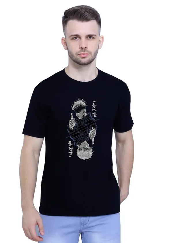Black_Pure_Cotton_Anime_Jujtsu_Kaisen_Yuji_Itadori_&_Gojo_Satoru_Graphic_Merch_T-Shirt_For_Men_&_Women