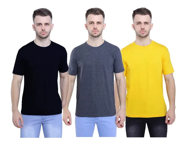 Pure_Cotton_Style_Savvy_Plain_Unisex_T-Shirt_(Pack_Of_3)