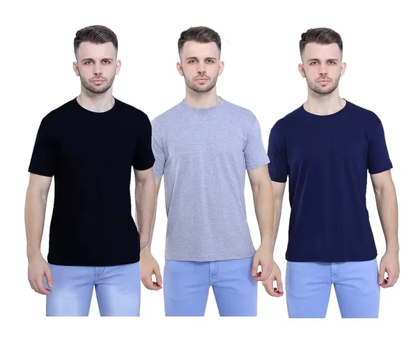 Black,_Grey,_Navy_Blue_Pure_Cotton_Style_Savvy_Plain_Unisex_T-Shirt_(Pack_Of_3)