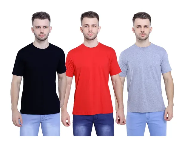 Black,_Red,_Grey_Ultra_Soft_Pure_Cotton_Plain_T-Shirt_For_Men_&_Women_(Pack_Of_3)
