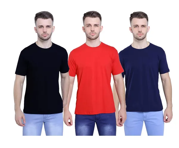 Black,_Red,_Navy_Blue_Ultra_Soft_Pure_Cotton_Plain_T-Shirt_For_Men_&_Women_(Pack_Of_3)