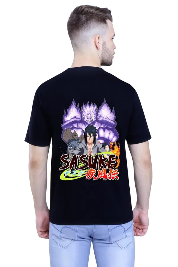 Black_Stylish_Back_Side_Anime_Sasuke_Printed_Round_Neck_T-Shirt_For_Men_&_Women