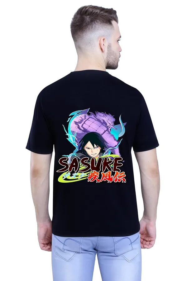 Black_Stylish_Back_Side_Anime_Sasuke2_Printed_Round_Neck_T-Shirt_For_Men_&_Women