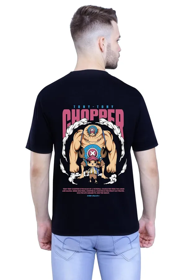 Black_Stylish_Back_Side_Anime_Chopper_Printed_Round_Neck_T-Shirt_For_Men_&_Women
