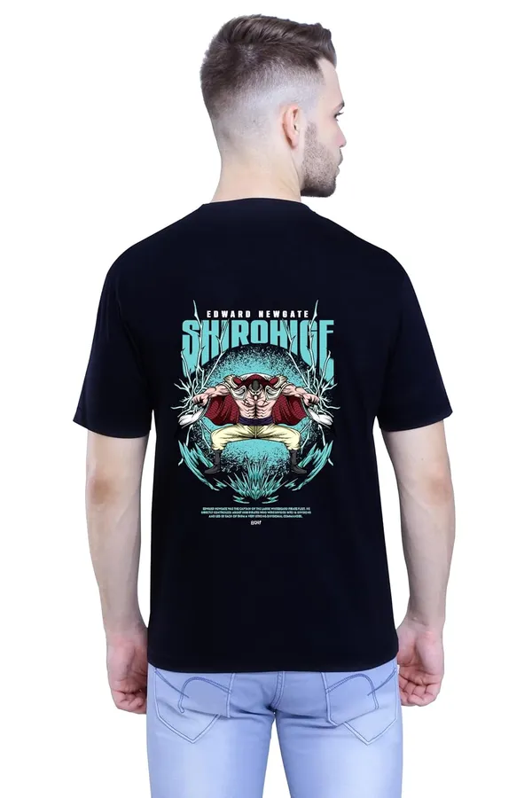 Black_Stylish_Back_Side_Anime_Shirohige_Printed_Round_Neck_T-Shirt_For_Men_&_Women
