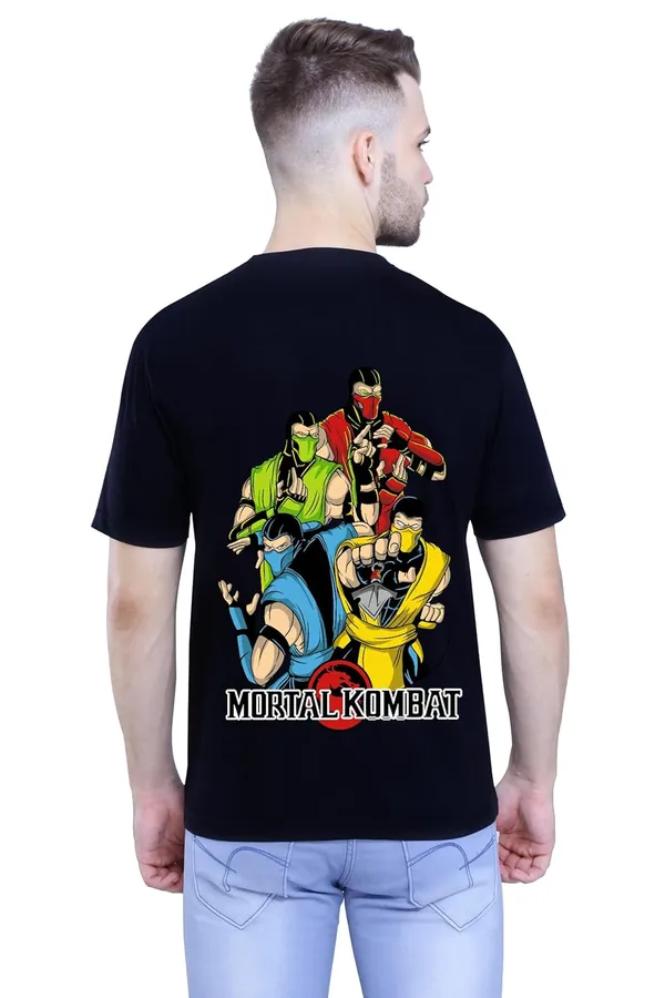 Black_Stylish_Back_Side_Anime_Mortl_Printed_Round_Neck_T-Shirt_For_Men_&_Women