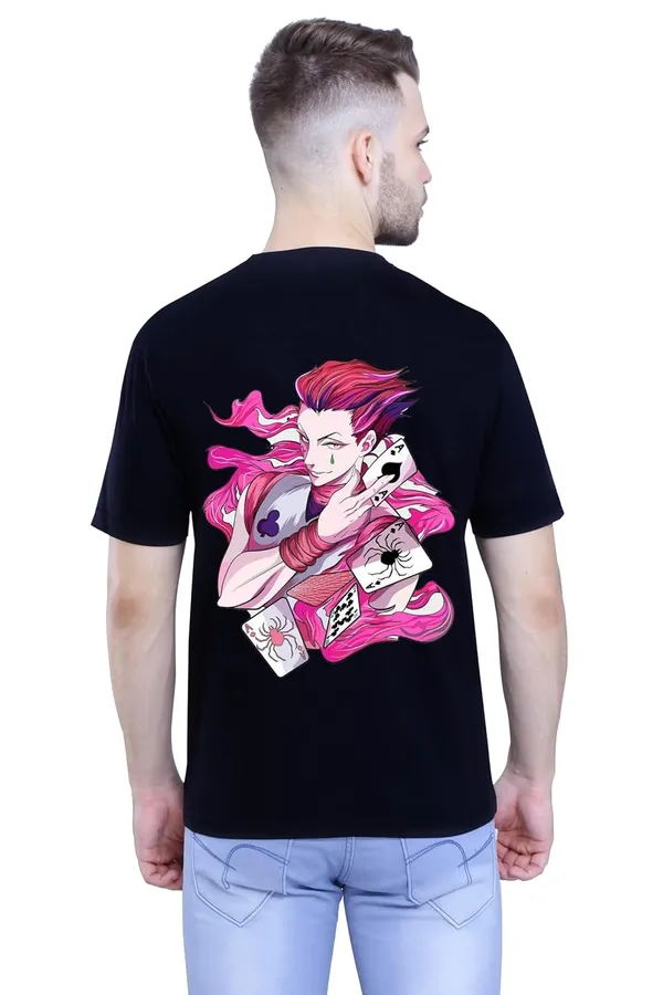 Black_Stylish_Back_Side_Anime_Hisoka_Printed_Round_Neck_T-Shirt_For_Men_&_Women