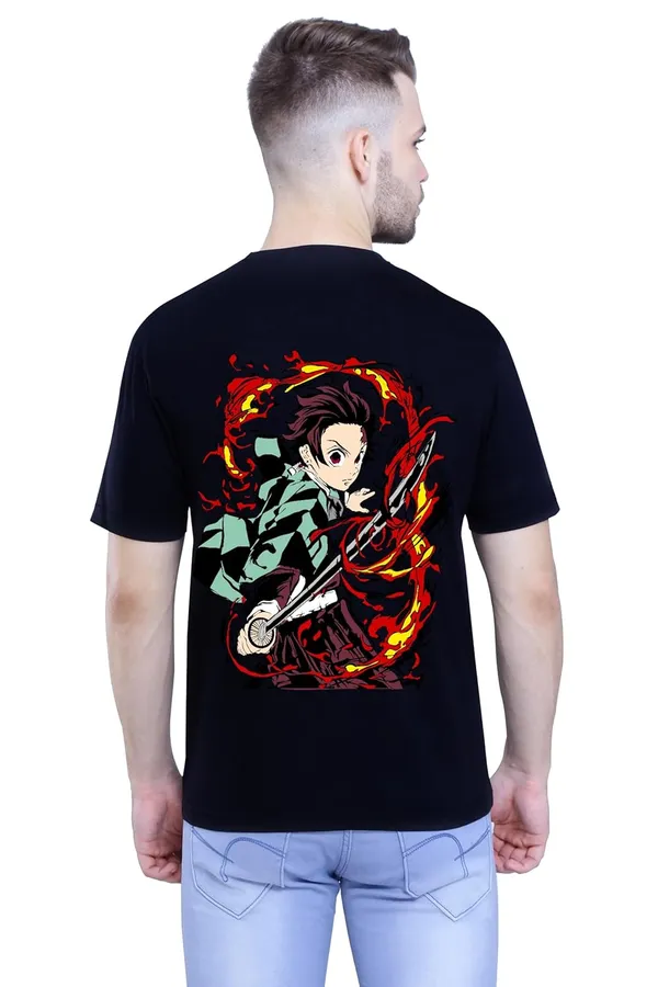 Black_Stylish_Back_Side_Anime_Demone_Printed_Round_Neck_T-Shirt_For_Men_&_Women