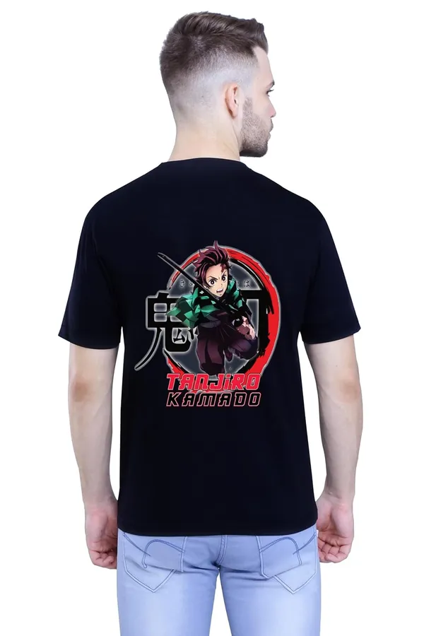 Black_Stylish_Back_Side_Anime_Tanjiro_Kamaoo_Printed_Round_Neck_T-Shirt_For_Men_&_Women