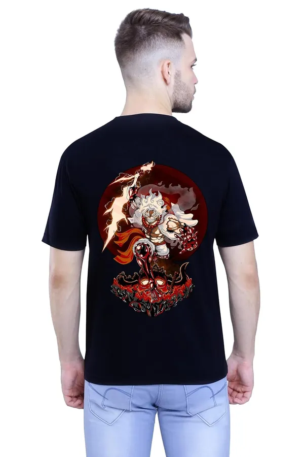 Black_Stylish_Back_Side_Anime_One_Piece_Lufy_Printed_Round_Neck_T-Shirt_For_Men_&_Women