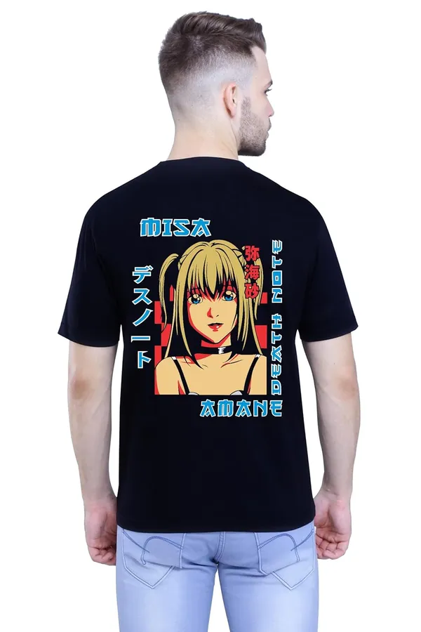 Black_Stylish_Back_Side_Anime_Misa_Printed_Round_Neck_T-Shirt_For_Men_&_Women