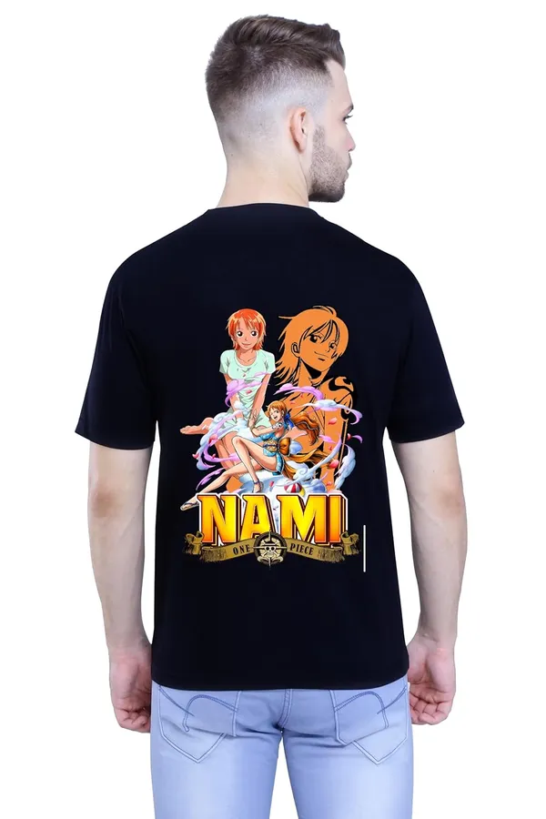 Black_Stylish_Back_Side_Anime_Nami_Printed_Round_Neck_T-Shirt_For_Men_&_Women