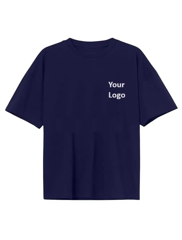Navy_Blue_Pure_Cotton_Regular_Fit_Personalized_Logo_On_T-Shirt_For_Men_&_Women