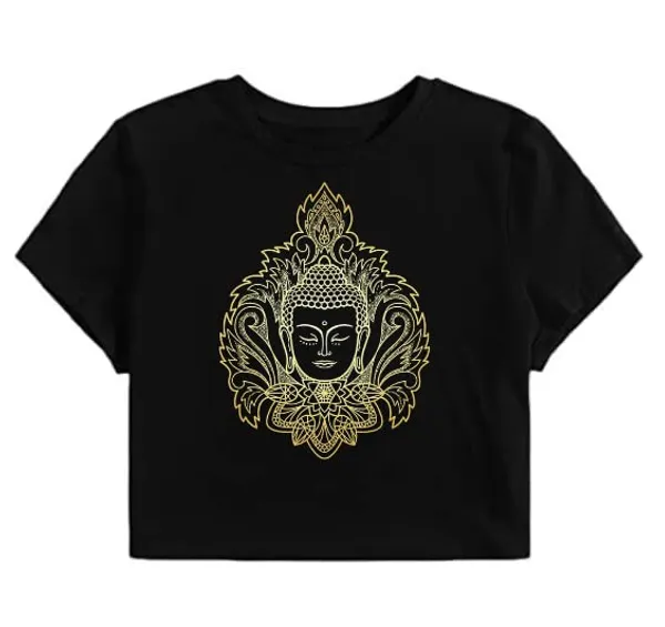 Black_Pure_Cotton_Regular_Fit_Buddha_Printed_Ctop_For_Girls