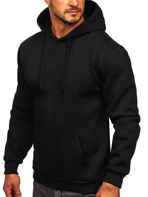 Black_Plain_Hooded_Pullover_Sweatshirt_For_Men_&_Women