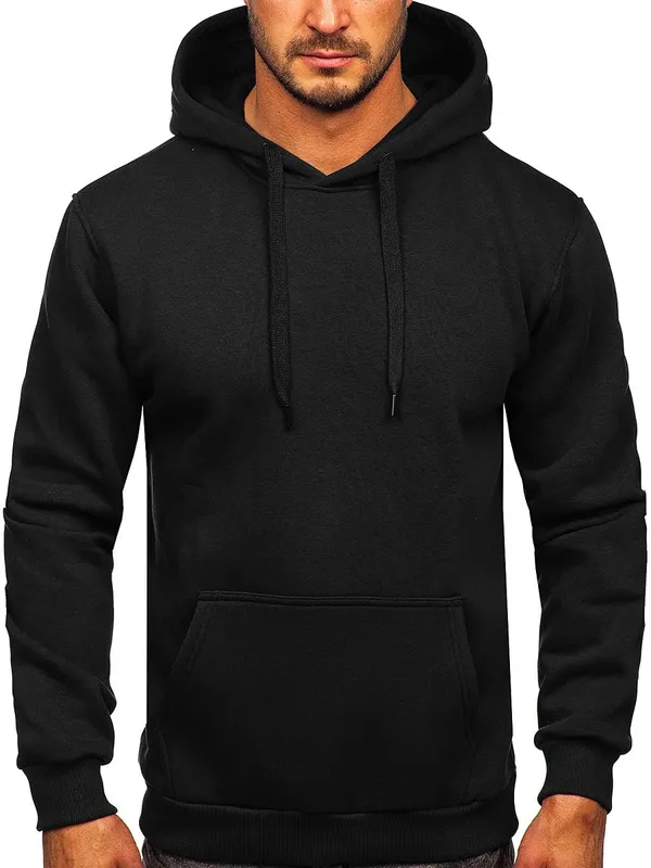 Black_Plain_Hooded_Pullover_Sweatshirt_For_Men_&_Women