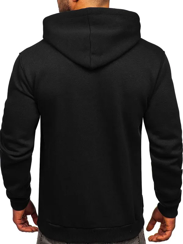 Black_Plain_Hooded_Pullover_Sweatshirt_For_Men_&_Women