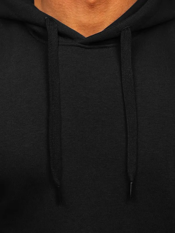 Black_Plain_Hooded_Pullover_Sweatshirt_For_Men_&_Women