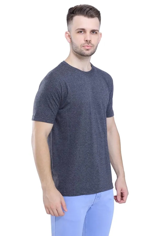 Anthracite_Melange_Pure_Cotton_Ultra_Soft_Stylish_Half_Sleeve_Plain_T-Shirt_For_Men_&_Women