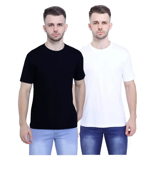 Black,_White_Pure_Cotton_Ultra_Soft_Stylish_Plain_T-Shirt_For_Men_&_Women_(Pack_Of_2)