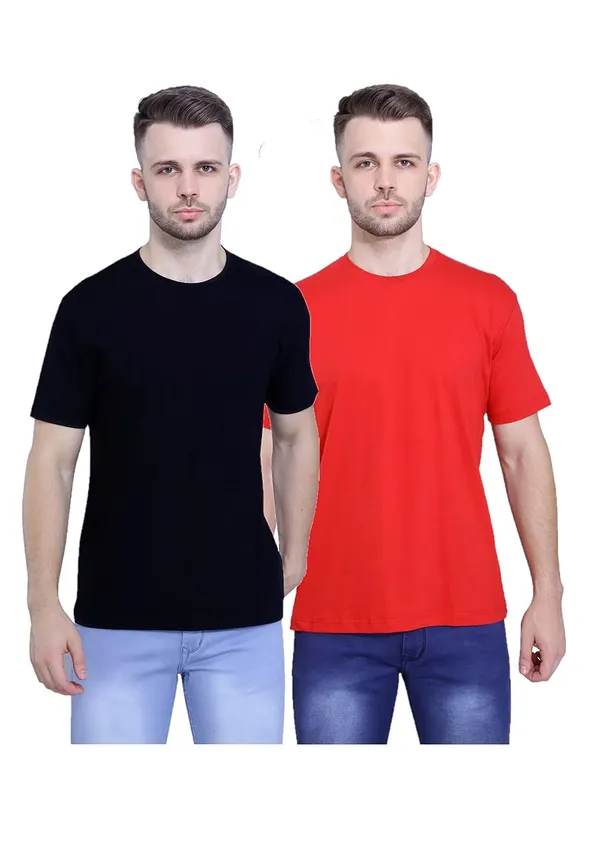 Red,_Black_Pure_Cotton_Ultra_Soft_Stylish_Plain_T-Shirt_For_Men_&_Women