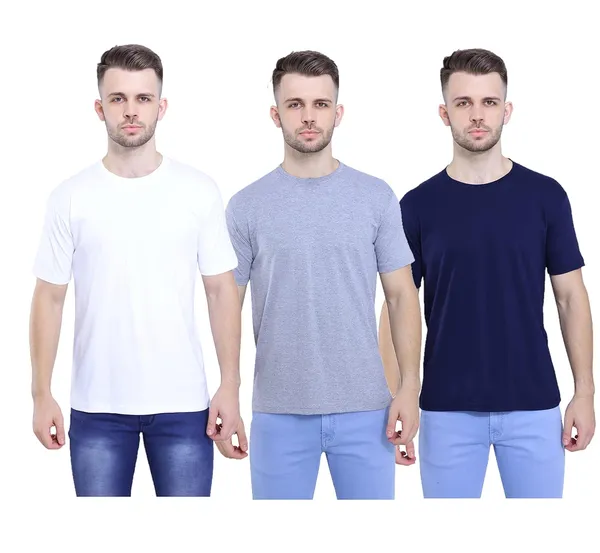 White,_Grey,_Navy_Blue_Ultra_Soft_Pure_Cotton_Plain_T-Shirt_For_Men_&_Women_(Pack_Of_3)