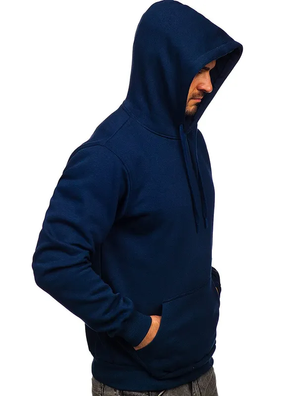 Navy_Blue_Plain_Hoodies_Pullover_Sweatshirt_For_Men_&_Women