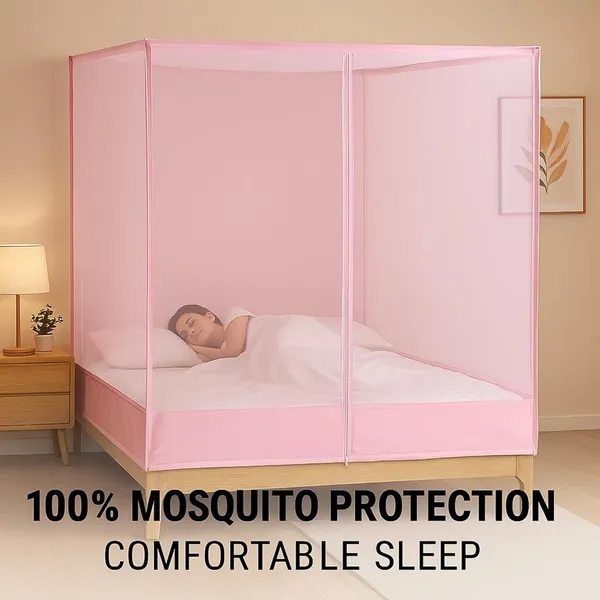Pink_Poly_Cottton_Mosquito_Net_For_Protection_Against_Insect_Borne_Diseases