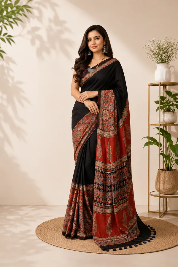 Black_Ajrakh_Modal_Silk_Saree