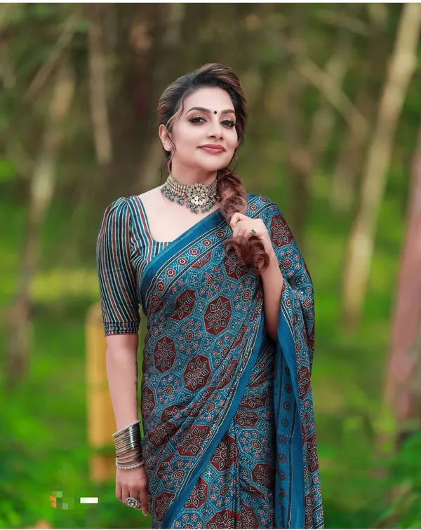 Ajrakh_Handblock_Printed_Modal_Silk_Saree_With_Blouse_Piece_For_Women