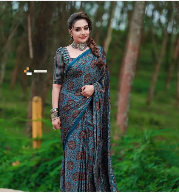Ajrakh_Handblock_Printed_Modal_Silk_Saree_With_Blouse_Piece_For_Women
