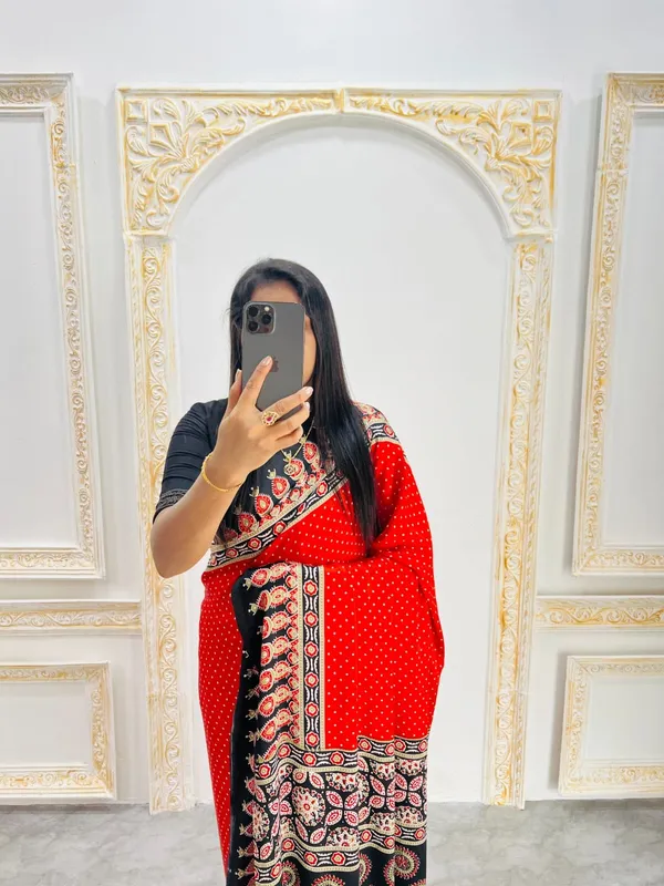 Pure__Satin_with_butifull_Ajrak_printed_Sarees_rich_Pallu
