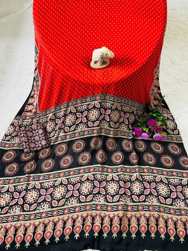 Pure__Satin_with_butifull_Ajrak_printed_Sarees_rich_Pallu