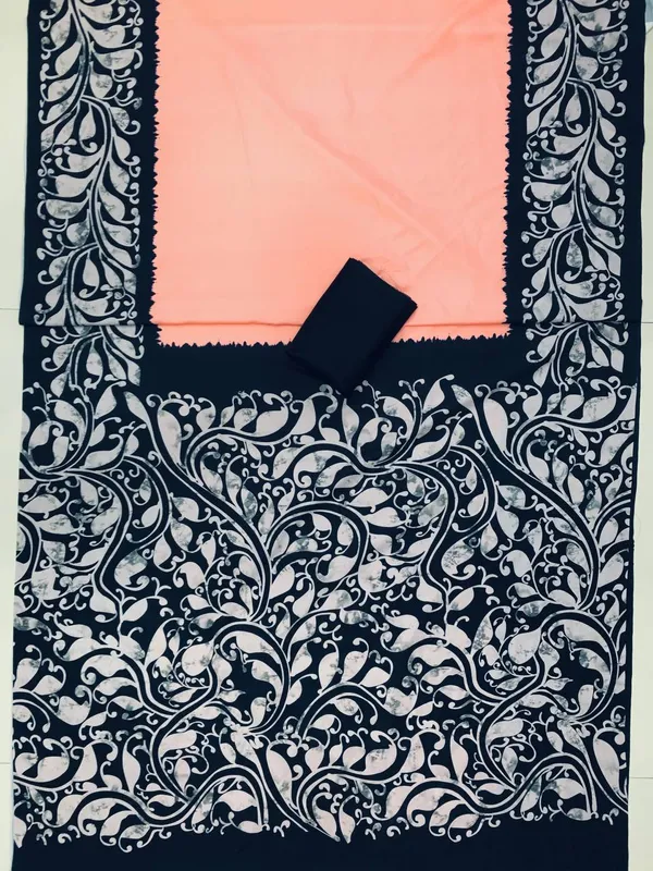 Peach_Color_Kalamkari_Linen_Saree_With_Blouse_Piece
