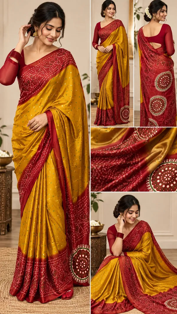 MUSTARD_AND_RED_MODAL_SILK__JAIPURI_BANADHANI_SAREE
