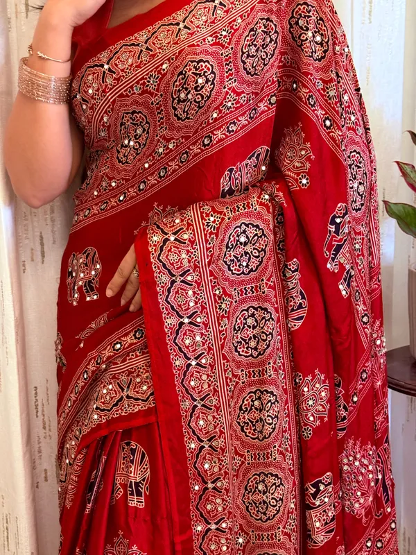 Premium_Collection_Soft_Silk_with_Gajji_bandhej-Mirror_work-Ajrakh