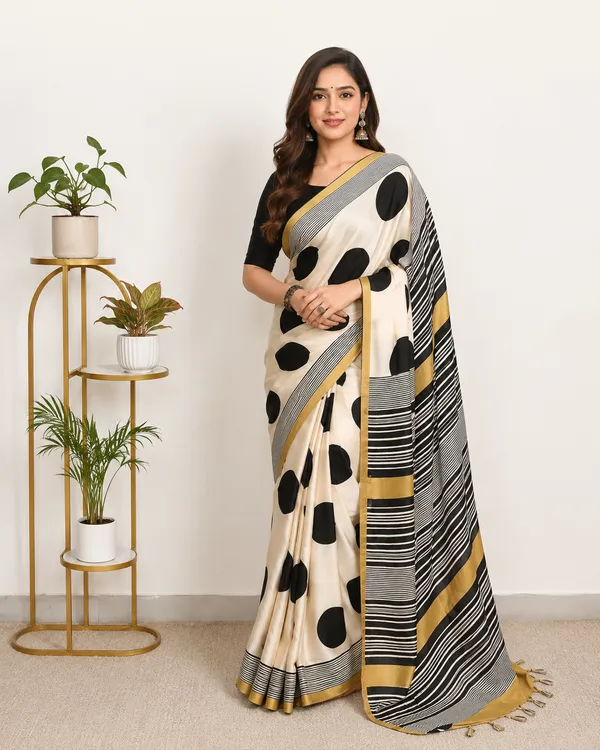 Original_Semi_Gajji__Ajrakh_Gola_Silk_ Saree_With_Blouse_