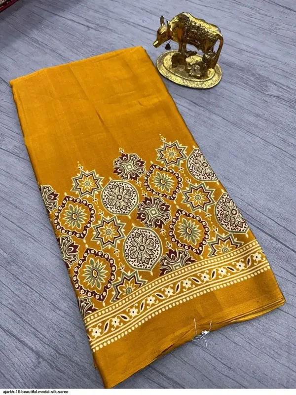 Semi_Pure_Gajji_Soft_Silk_Saree_With_Hand_Ajrakh_Designing